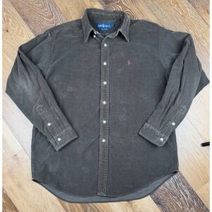 Vintage Ralph Lauren Corduroy Shirt Large Brown Purple Pony GrandpaCore 90s Prep